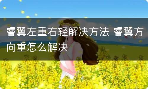 睿翼左重右轻解决方法 睿翼方向重怎么解决
