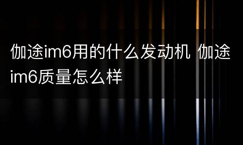 伽途im6用的什么发动机 伽途im6质量怎么样