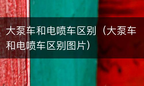 大泵车和电喷车区别（大泵车和电喷车区别图片）