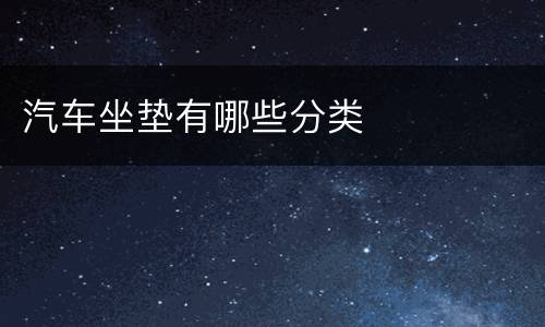 汽车坐垫有哪些分类
