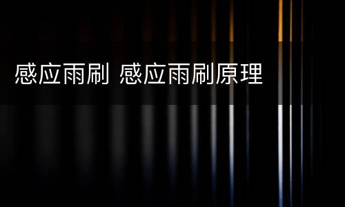 感应雨刷 感应雨刷原理