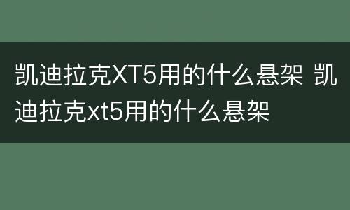 凯迪拉克XT5用的什么悬架 凯迪拉克xt5用的什么悬架