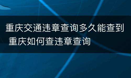 重庆交通违章查询多久能查到 重庆如何查违章查询