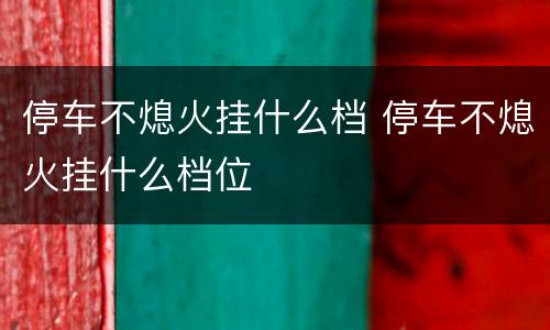 停车不熄火挂什么档 停车不熄火挂什么档位