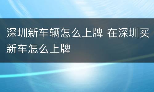 深圳新车辆怎么上牌 在深圳买新车怎么上牌