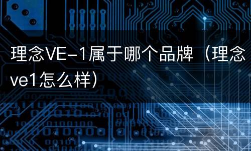 理念VE-1属于哪个品牌（理念ve1怎么样）