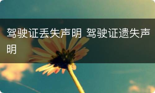 驾驶证丢失声明 驾驶证遗失声明