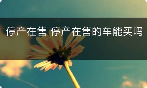 停产在售 停产在售的车能买吗