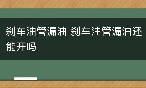 刹车油管漏油 刹车油管漏油还能开吗