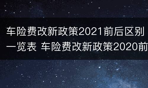 车险费改新政策2021前后区别一览表 车险费改新政策2020前后区别