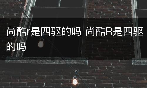 尚酷r是四驱的吗 尚酷R是四驱的吗