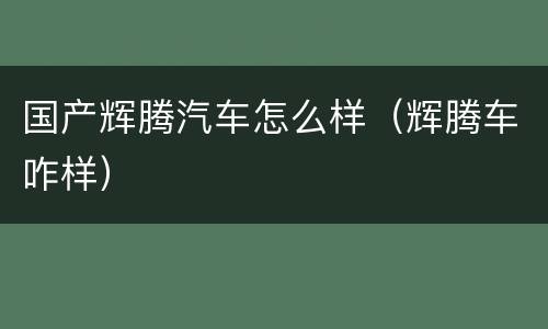 国产辉腾汽车怎么样（辉腾车咋样）