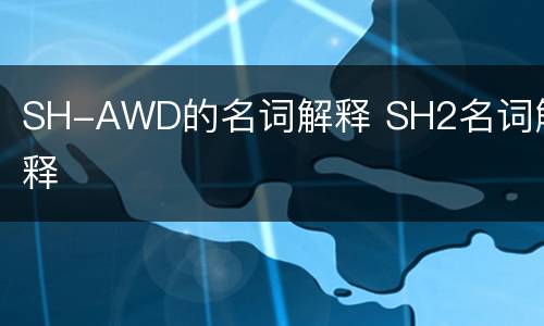 SH-AWD的名词解释 SH2名词解释