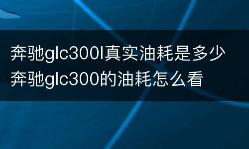 奔驰glc300l真实油耗是多少 奔驰glc300的油耗怎么看