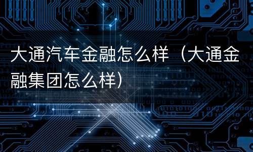 大通汽车金融怎么样（大通金融集团怎么样）