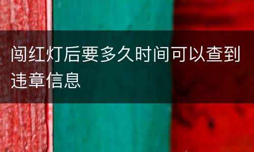 闯红灯后要多久时间可以查到违章信息