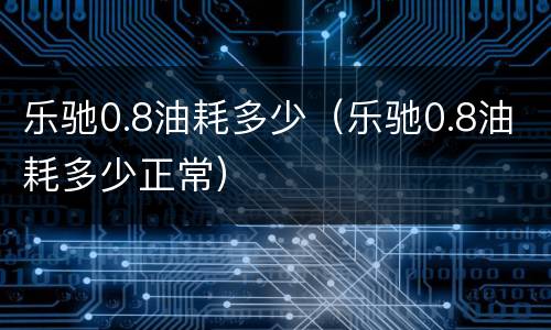 乐驰0.8油耗多少（乐驰0.8油耗多少正常）