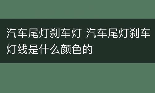 汽车尾灯刹车灯 汽车尾灯刹车灯线是什么颜色的