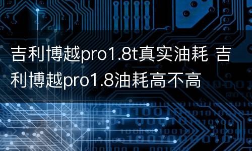 吉利博越pro1.8t真实油耗 吉利博越pro1.8油耗高不高