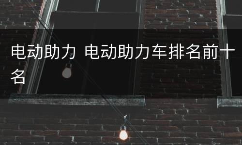 电动助力 电动助力车排名前十名