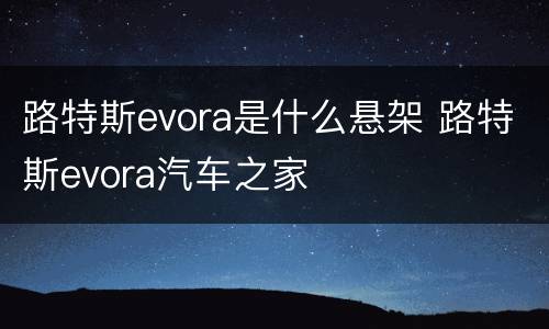路特斯evora是什么悬架 路特斯evora汽车之家