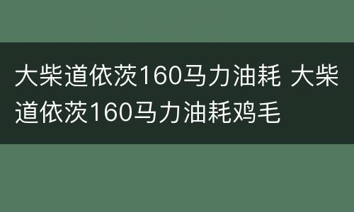 大柴道依茨160马力油耗 大柴道依茨160马力油耗鸡毛