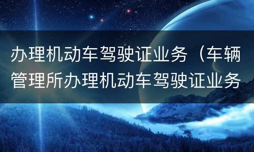 办理机动车驾驶证业务（车辆管理所办理机动车驾驶证业务）