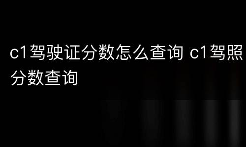 c1驾驶证分数怎么查询 c1驾照分数查询