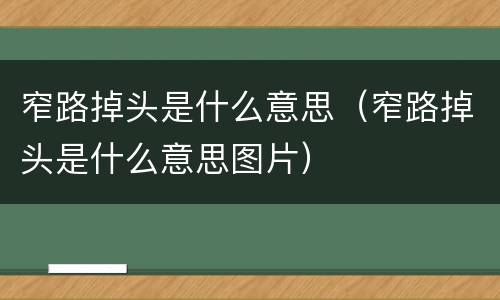 窄路掉头是什么意思（窄路掉头是什么意思图片）