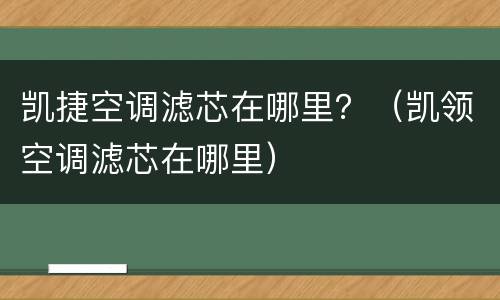 凯捷空调滤芯在哪里？（凯领空调滤芯在哪里）