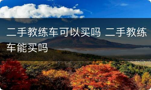 二手教练车可以买吗 二手教练车能买吗
