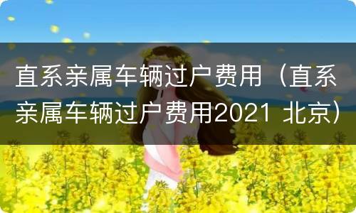 直系亲属车辆过户费用（直系亲属车辆过户费用2021 北京）