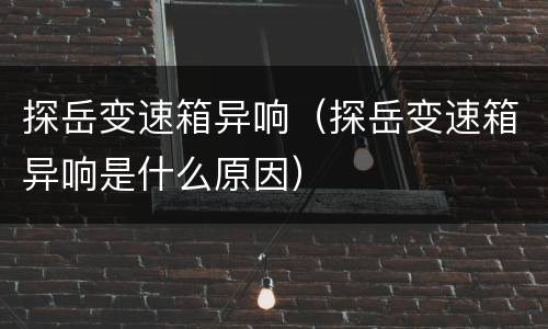 探岳变速箱异响（探岳变速箱异响是什么原因）