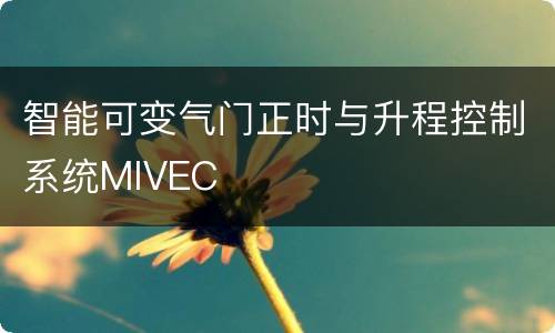 智能可变气门正时与升程控制系统MIVEC