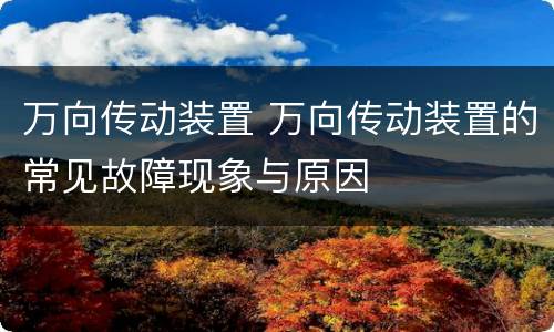 万向传动装置 万向传动装置的常见故障现象与原因