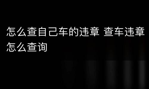 怎么查自己车的违章 查车违章怎么查询
