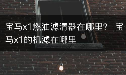 宝马x1燃油滤清器在哪里？ 宝马x1的机滤在哪里