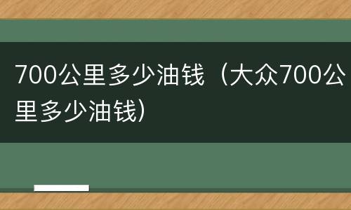 700公里多少油钱（大众700公里多少油钱）