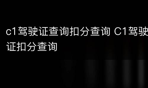 c1驾驶证查询扣分查询 C1驾驶证扣分查询
