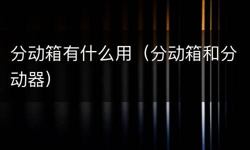 分动箱有什么用（分动箱和分动器）