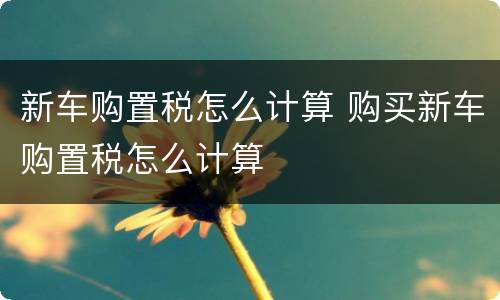 新车购置税怎么计算 购买新车购置税怎么计算