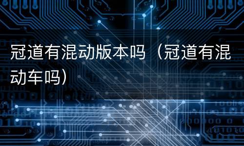 冠道有混动版本吗（冠道有混动车吗）