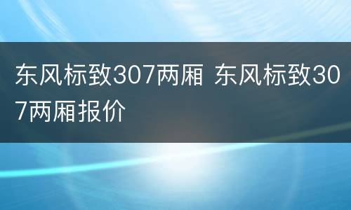 东风标致307两厢 东风标致307两厢报价
