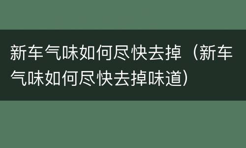新车气味如何尽快去掉（新车气味如何尽快去掉味道）
