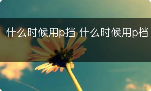 什么时候用p挡 什么时候用p档