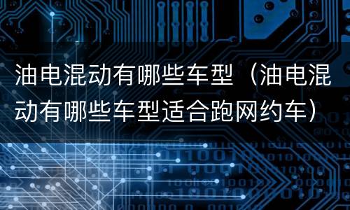 油电混动有哪些车型（油电混动有哪些车型适合跑网约车）