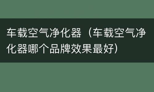 车载空气净化器（车载空气净化器哪个品牌效果最好）