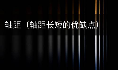 轴距（轴距长短的优缺点）