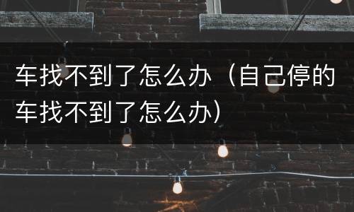 车找不到了怎么办（自己停的车找不到了怎么办）