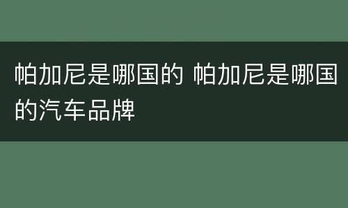 帕加尼是哪国的 帕加尼是哪国的汽车品牌